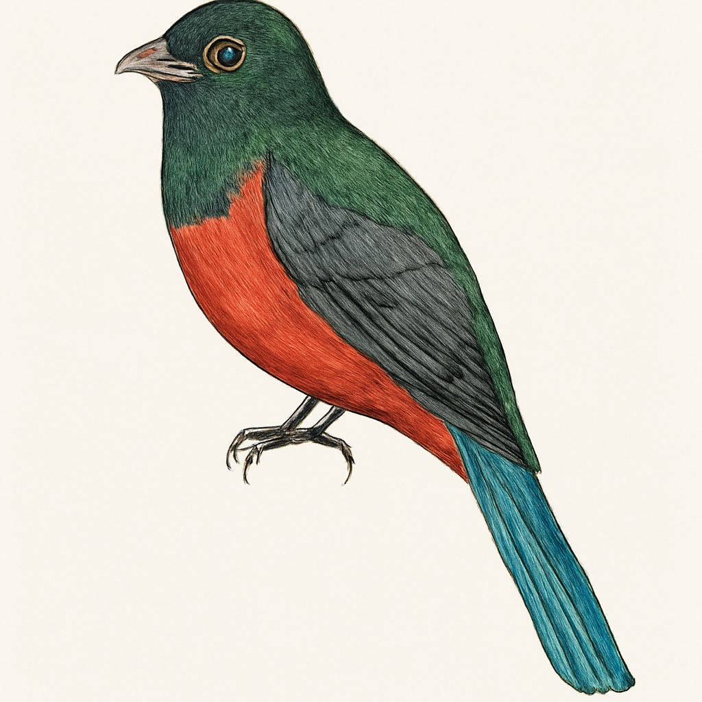 Illustratie van Blauwstaarttrogon