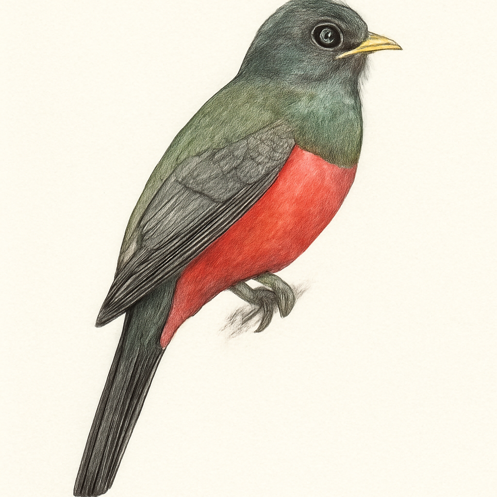 Ilustración de Trogón Colinegro Común