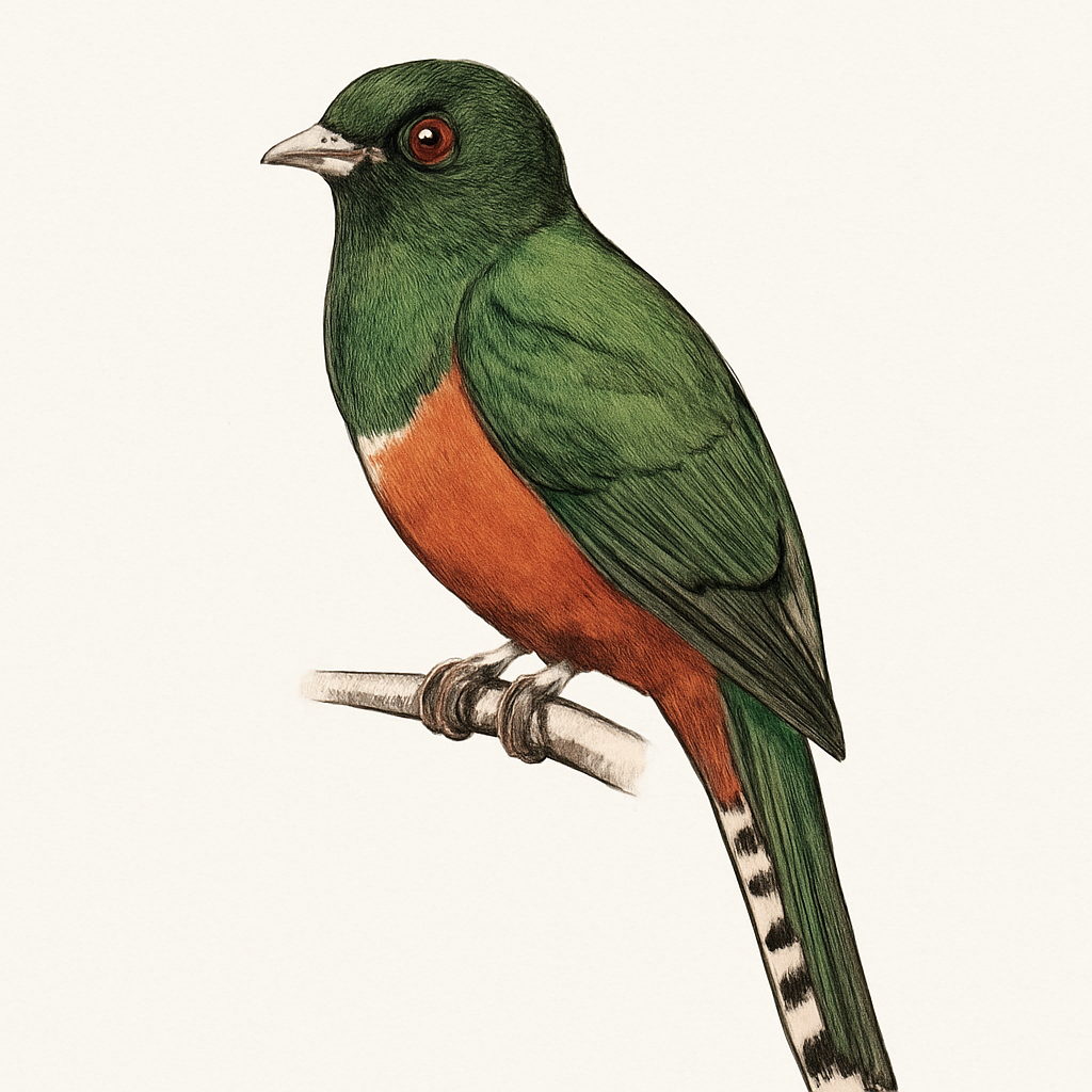 Ilustración de Trogón Dorsiverde