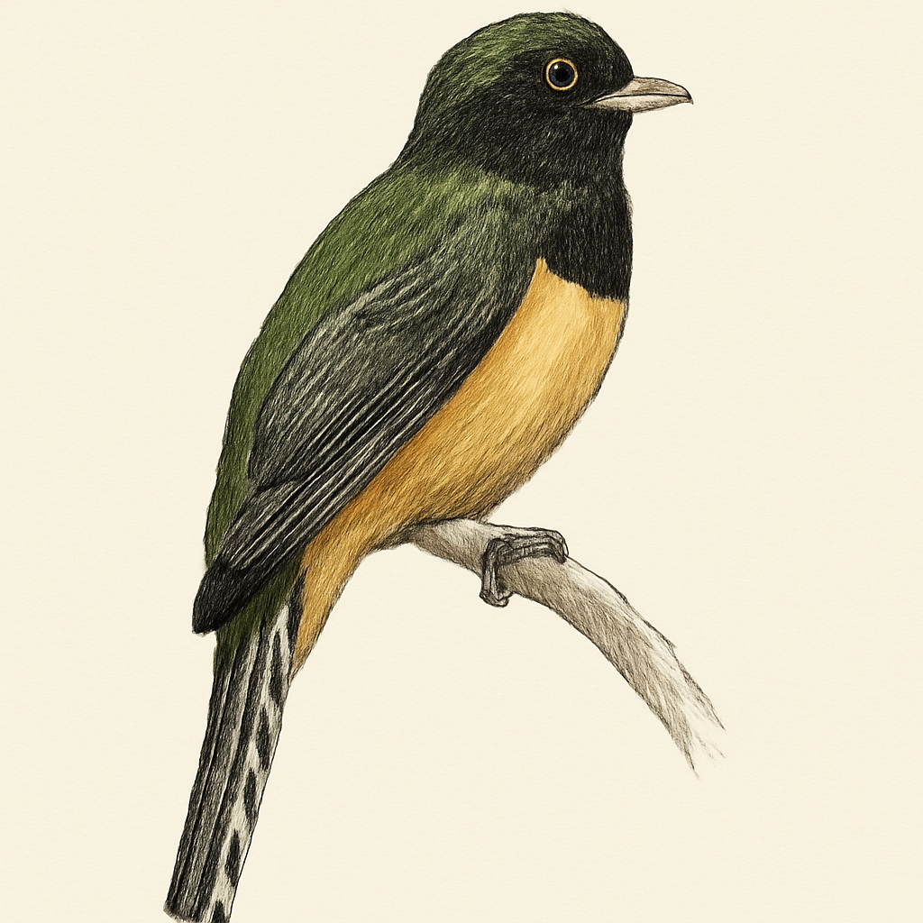 Graceful Black-throated Trogon illustration