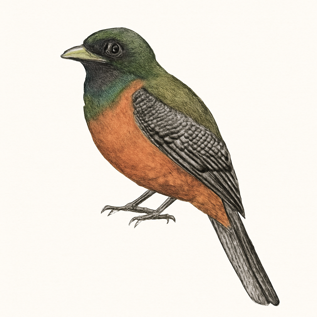 Ilustração de surucuá-dourado-da-amazônia/de-murici