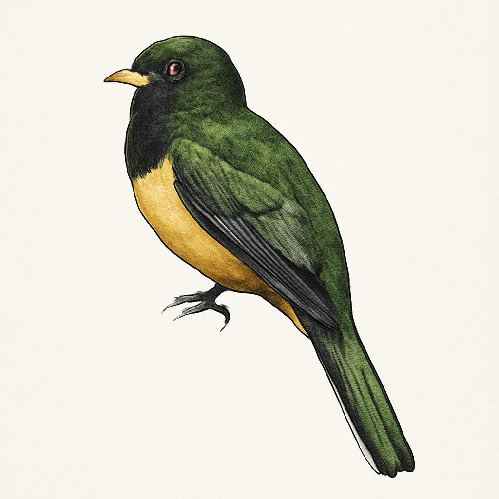 Ilustración de Trogón Amarillo Sureño