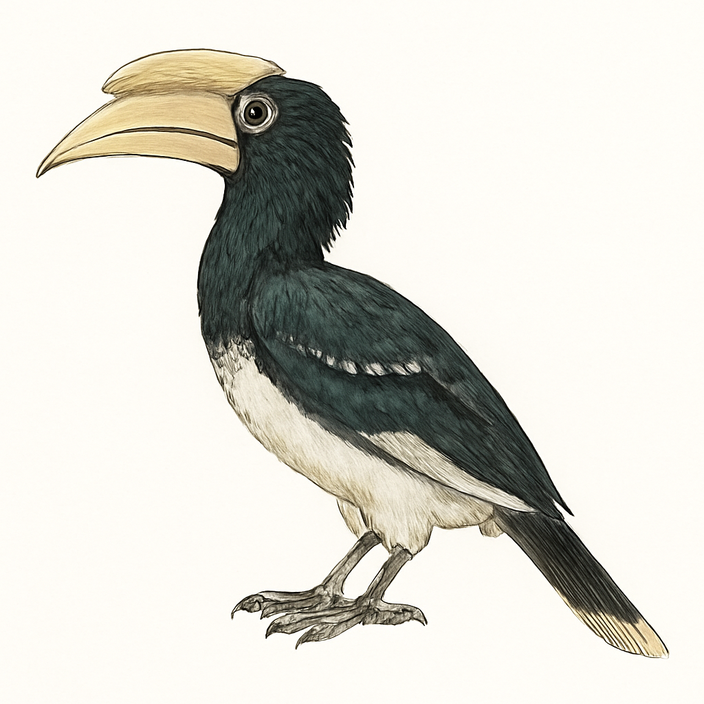Ilustração de congo pied hornbill