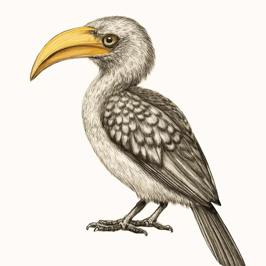 Eastern Yellow-billed Hornbill illustration