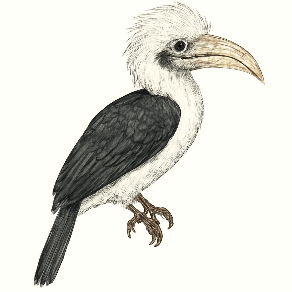 Ilustração de white-crowned hornbill