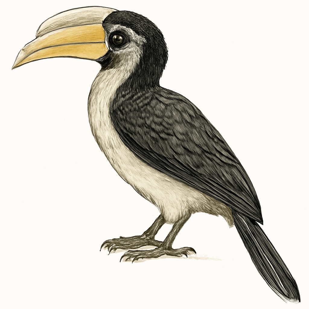 Eastern Long-tailed Hornbill illustration