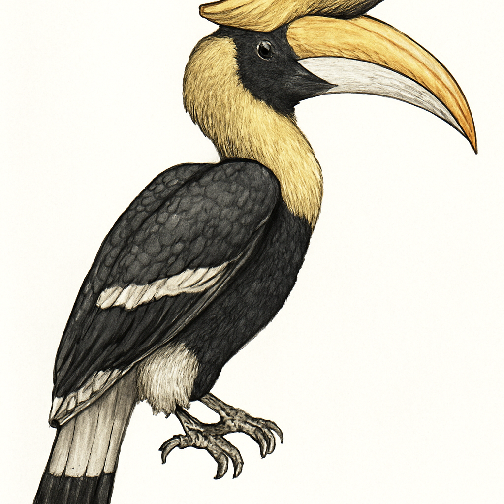 Great Hornbill illustration