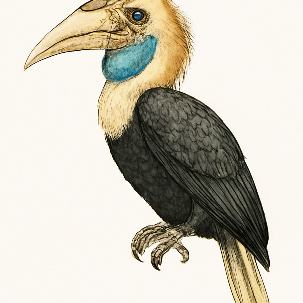 Ilustración de Cálao Gorjinegro