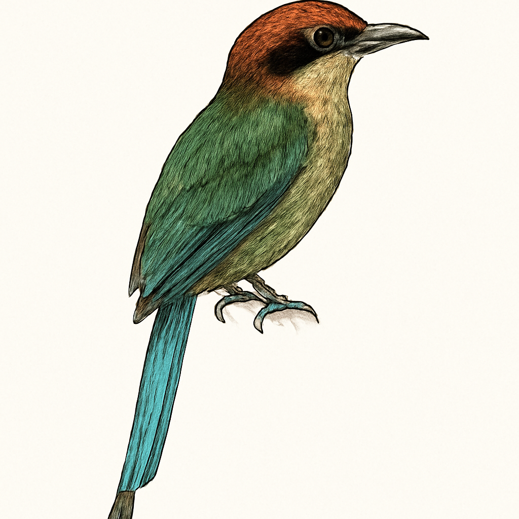 Rufous-capped Motmot illustration
