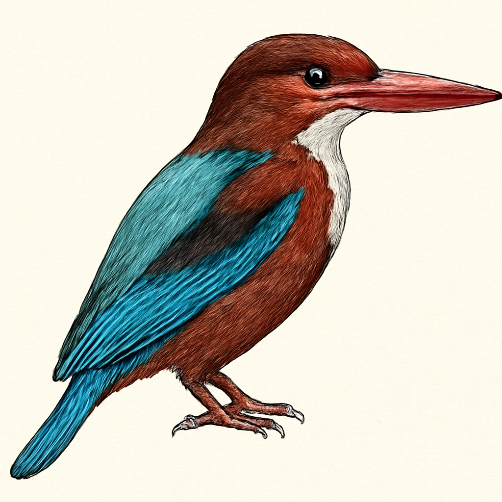 White-throated Kingfisher illustration