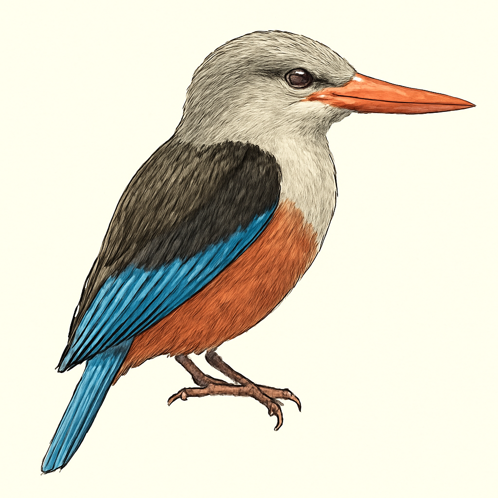 Ilustración de Alción Cabeciblanco