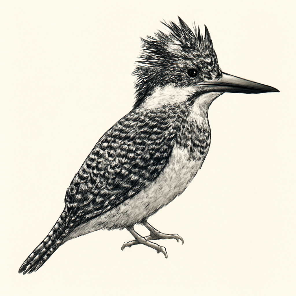 Illustrazione di Crested Kingfisher