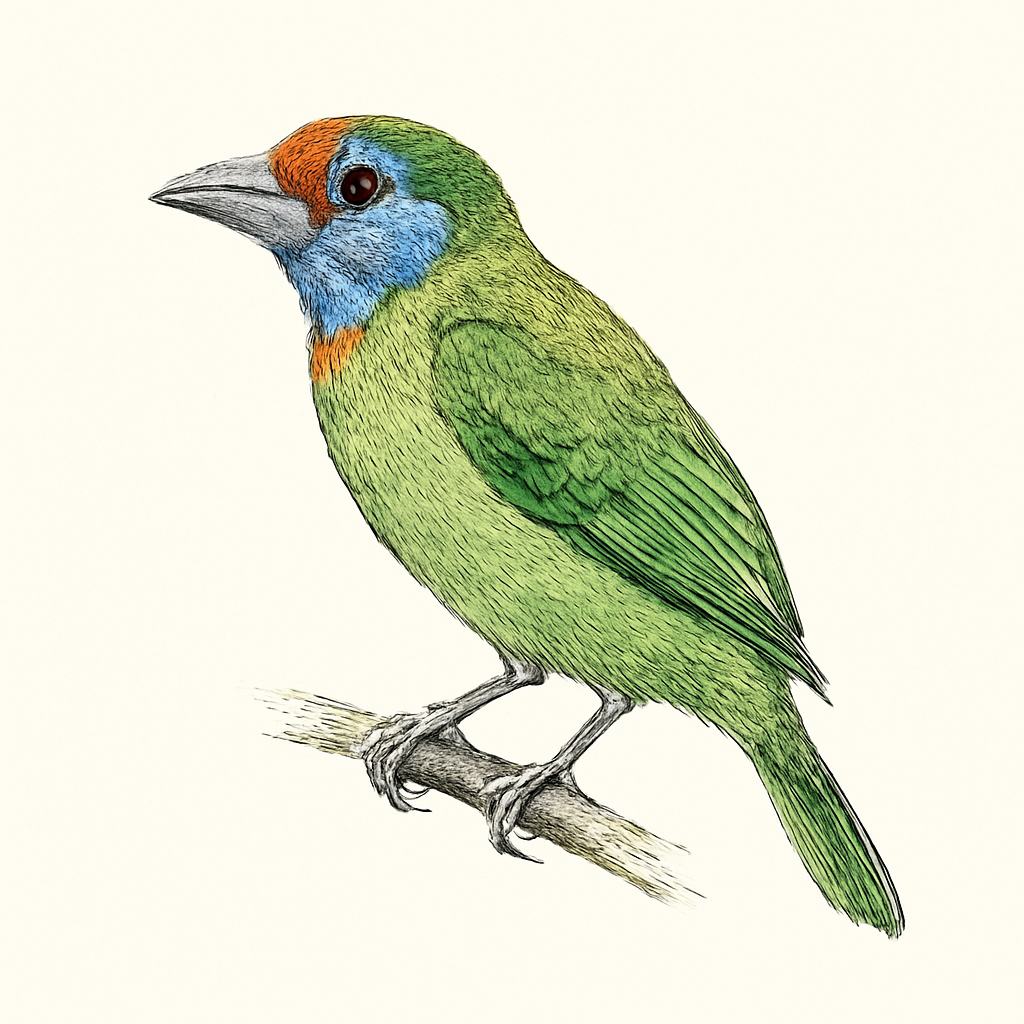 Ilustración de Barbudo Orejiazul