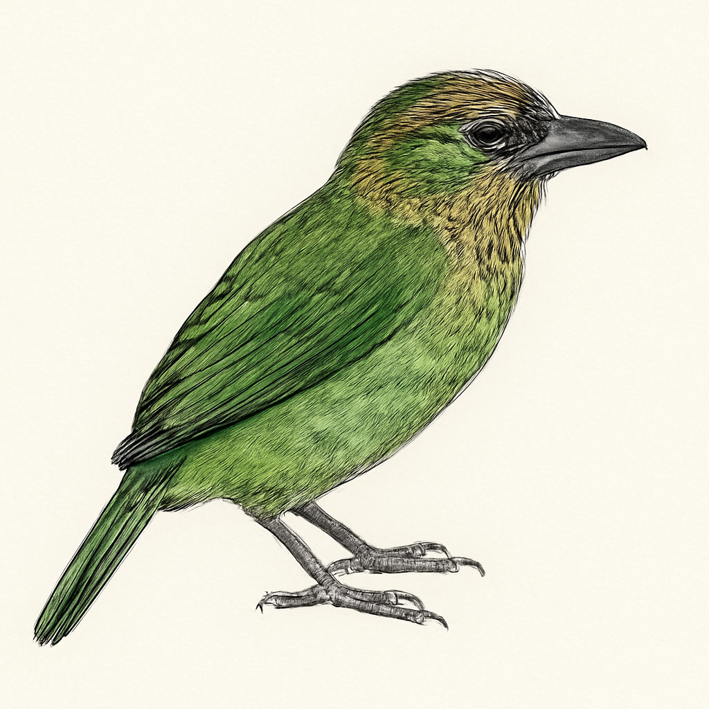 Green-eared Barbet illustration