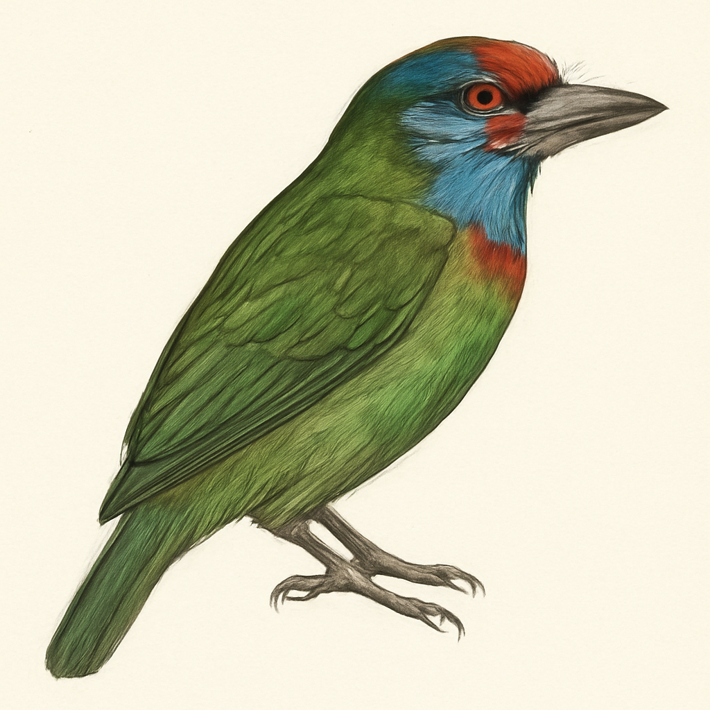Illustratie van Blauwkeelbaardvogel