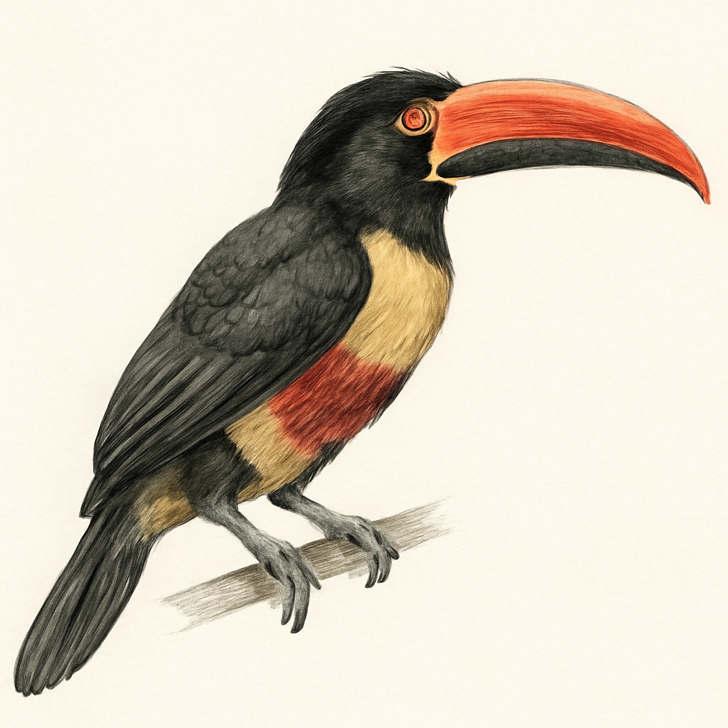 Ilustração de fiery-billed aracari