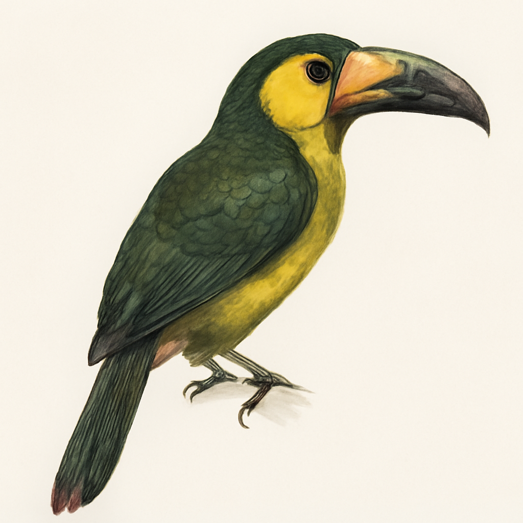 Ilustração de yellow-eared toucanet
