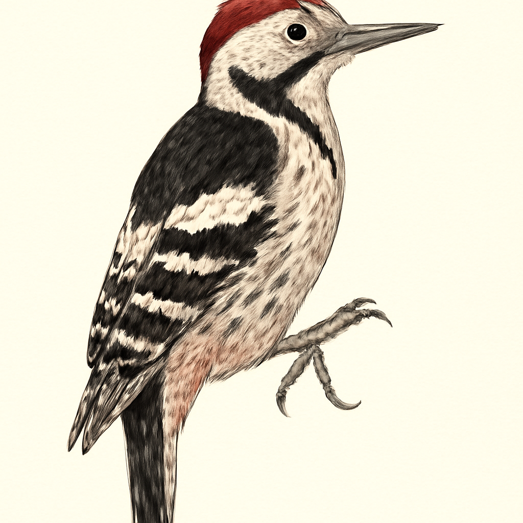 Illustrazione di Picchio dorsobianco