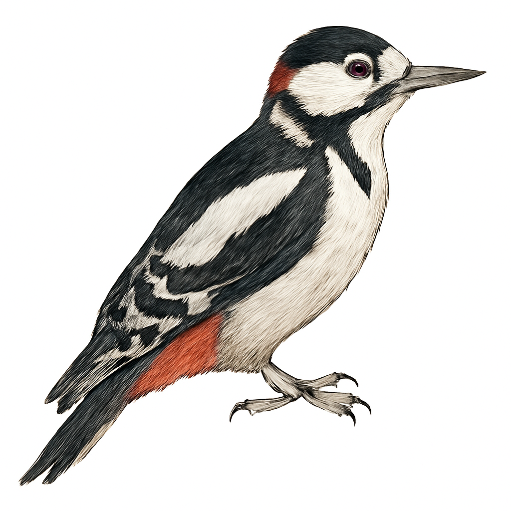 Great Spotted Woodpecker illustration
