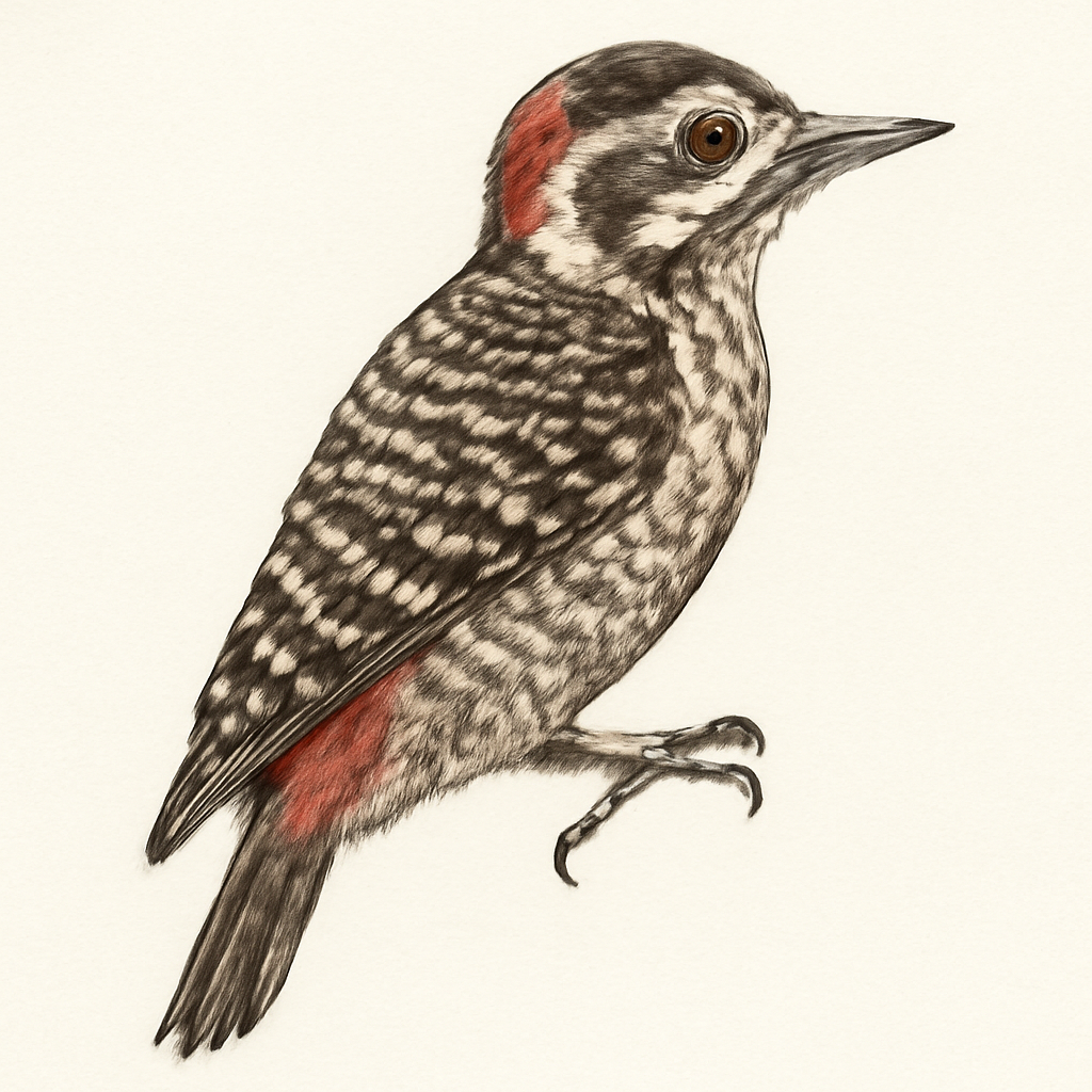 Ilustração de pica-pau-de-sobre-vermelho