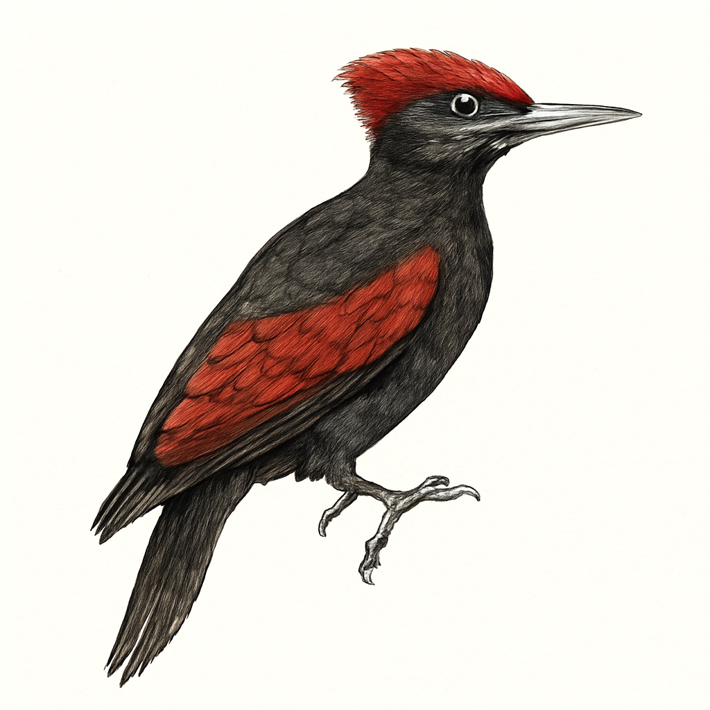 Ilustração de crimson-winged woodpecker