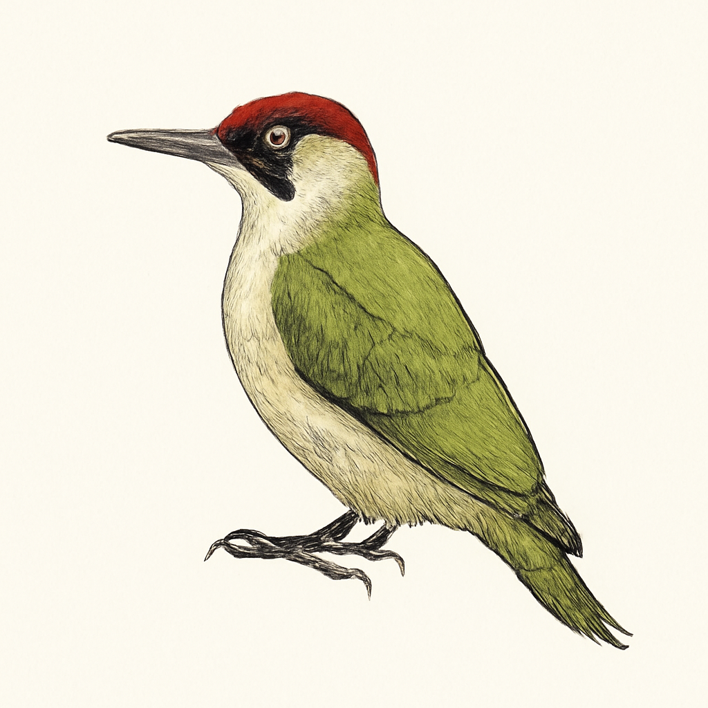Eurasian Green Woodpecker illustration