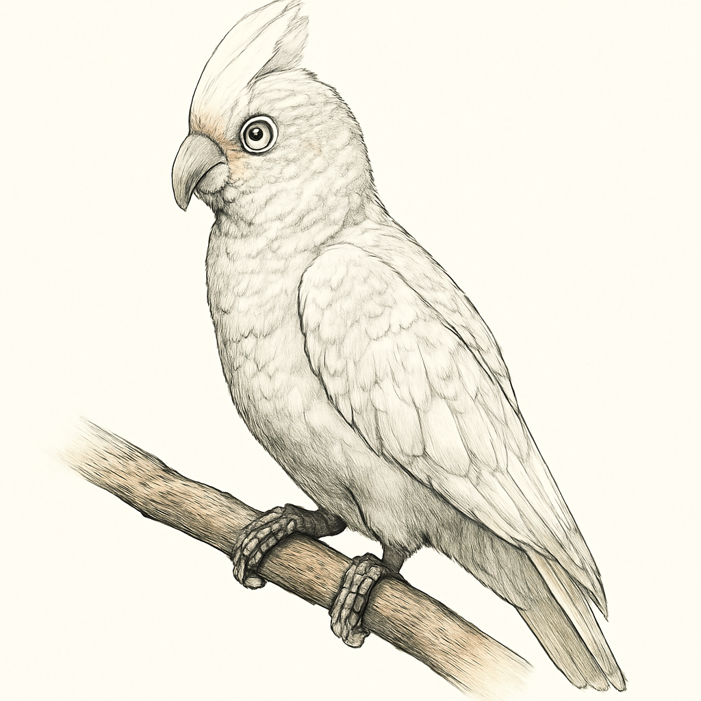Illustration von Nacktaugenkakadu