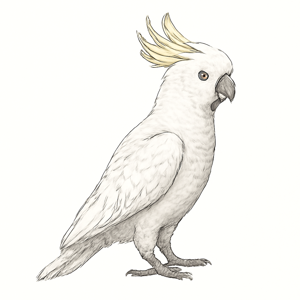 Illustration von Weißhaubenkakadu