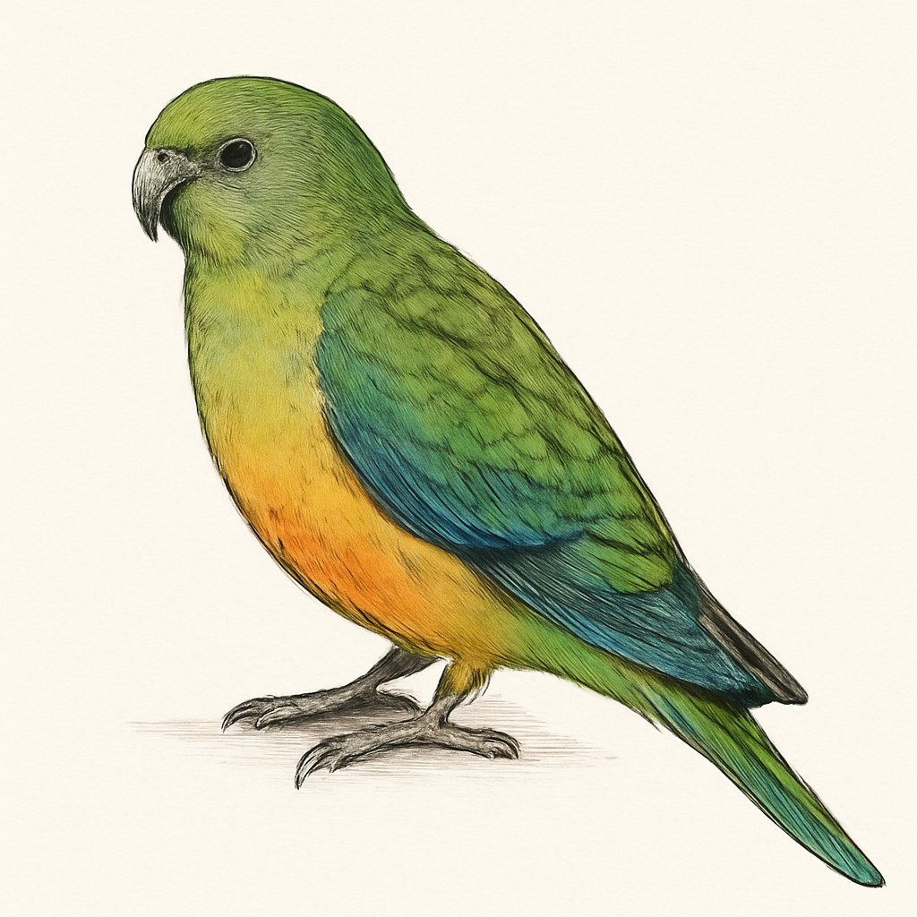 Illustrazione di Orange-bellied Parrot