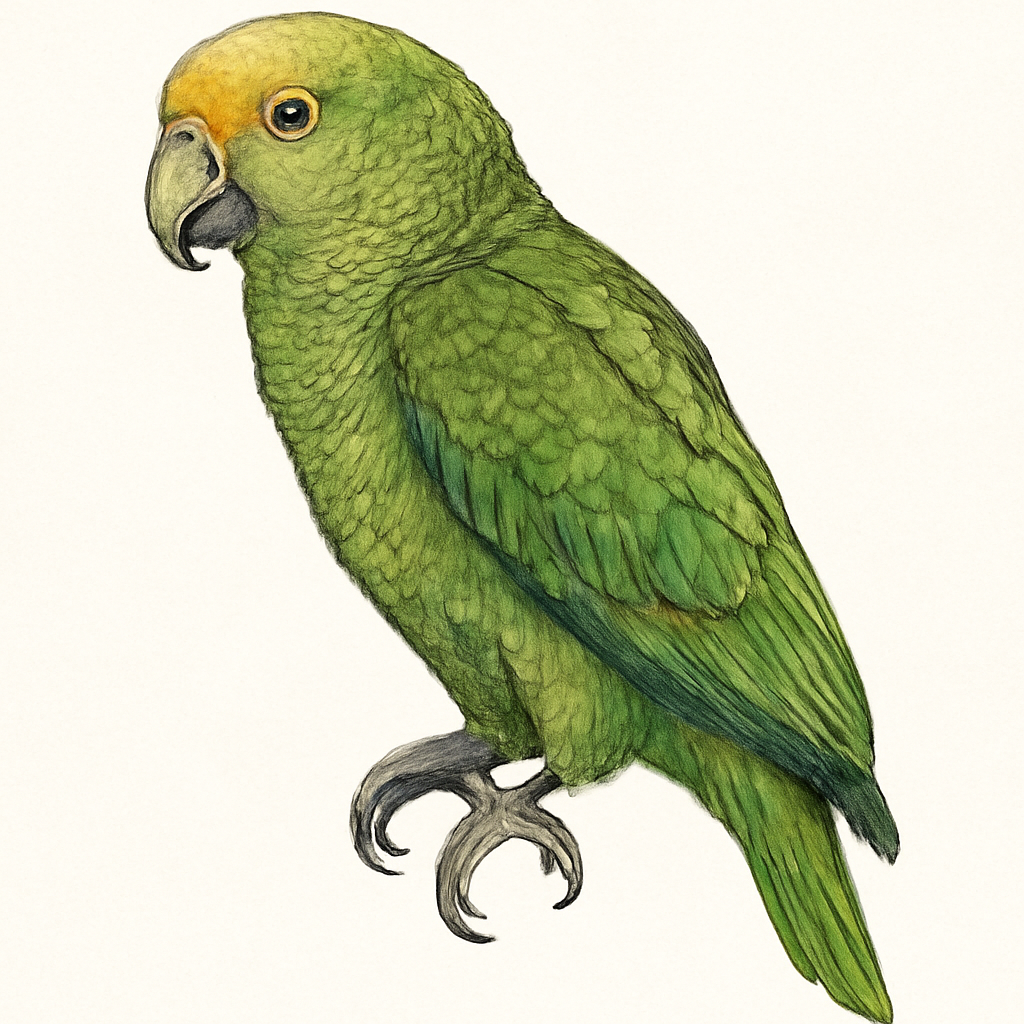Illustration von Gelbscheitelamazone