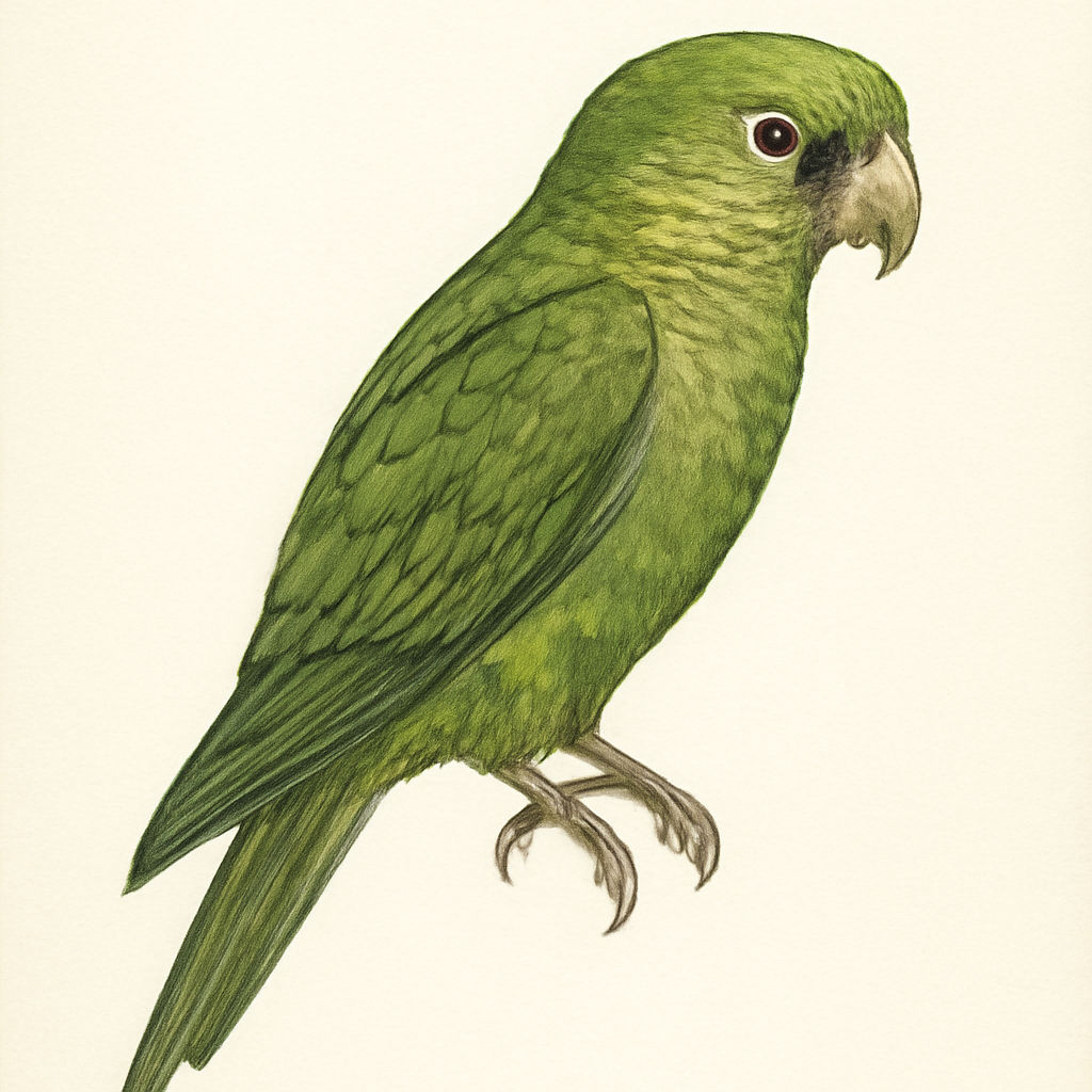Olive-throated Parakeet illustration
