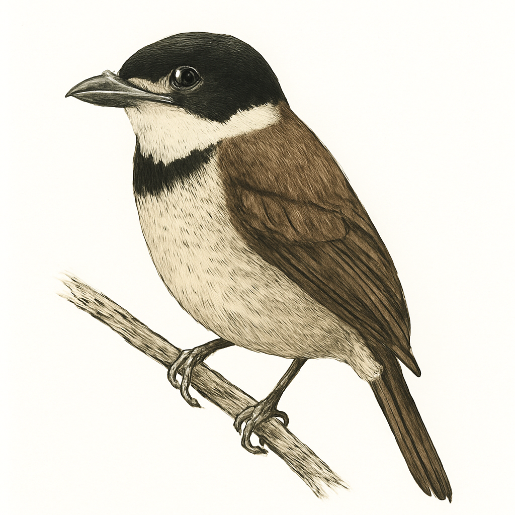 Illustration von Schwarzscheitel-Breitrachen