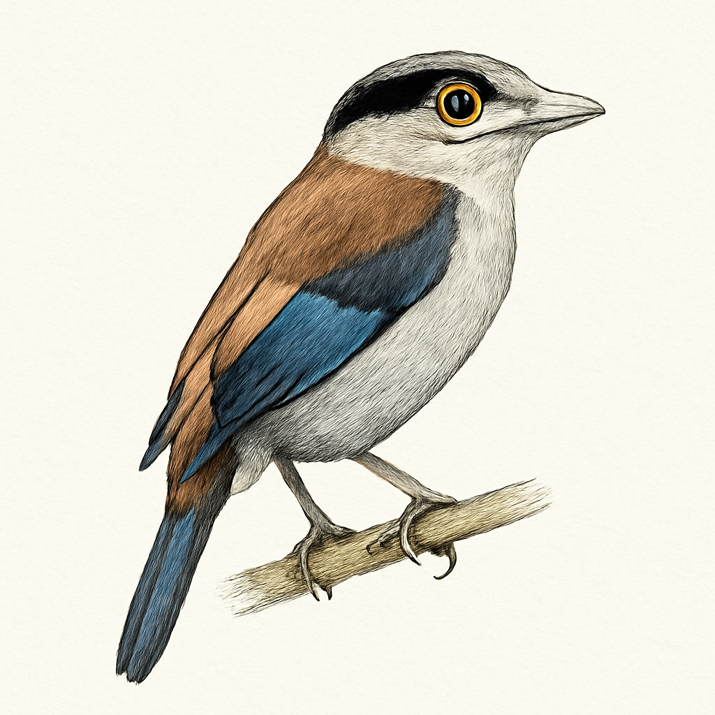 Illustratie van Zwartbrauwbreedbek