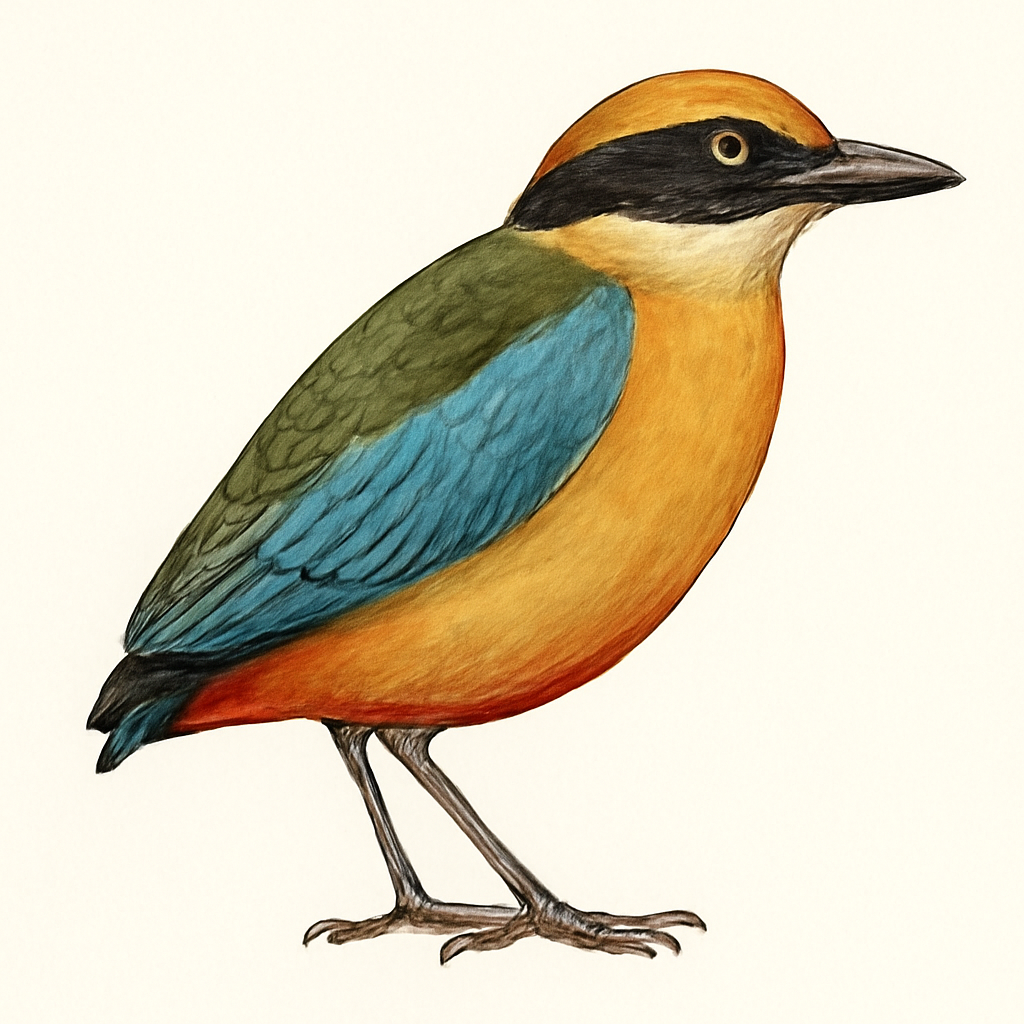 Illustration de Brève à ailes bleues