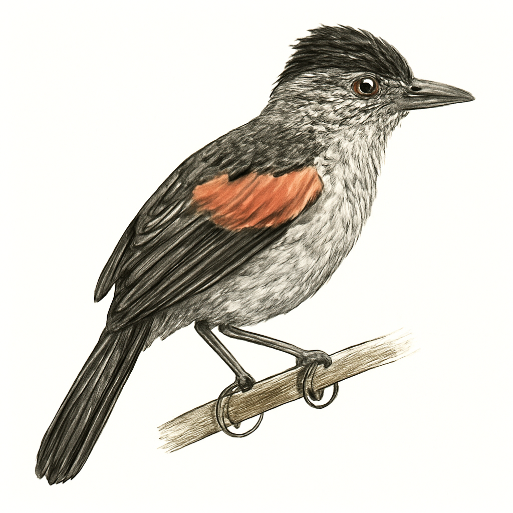 Illustration von Rostflügel-Ameisenwürger