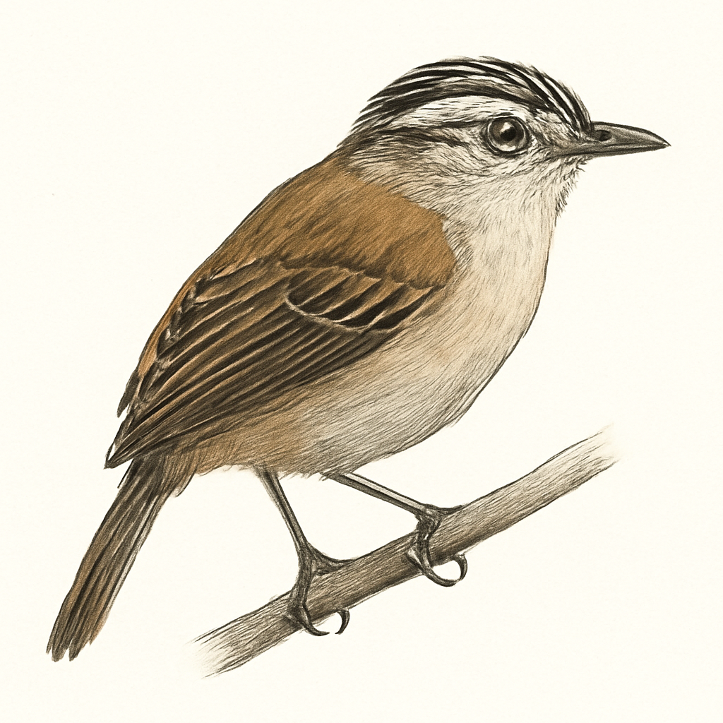 Illustrazione di Streak-crowned Antvireo