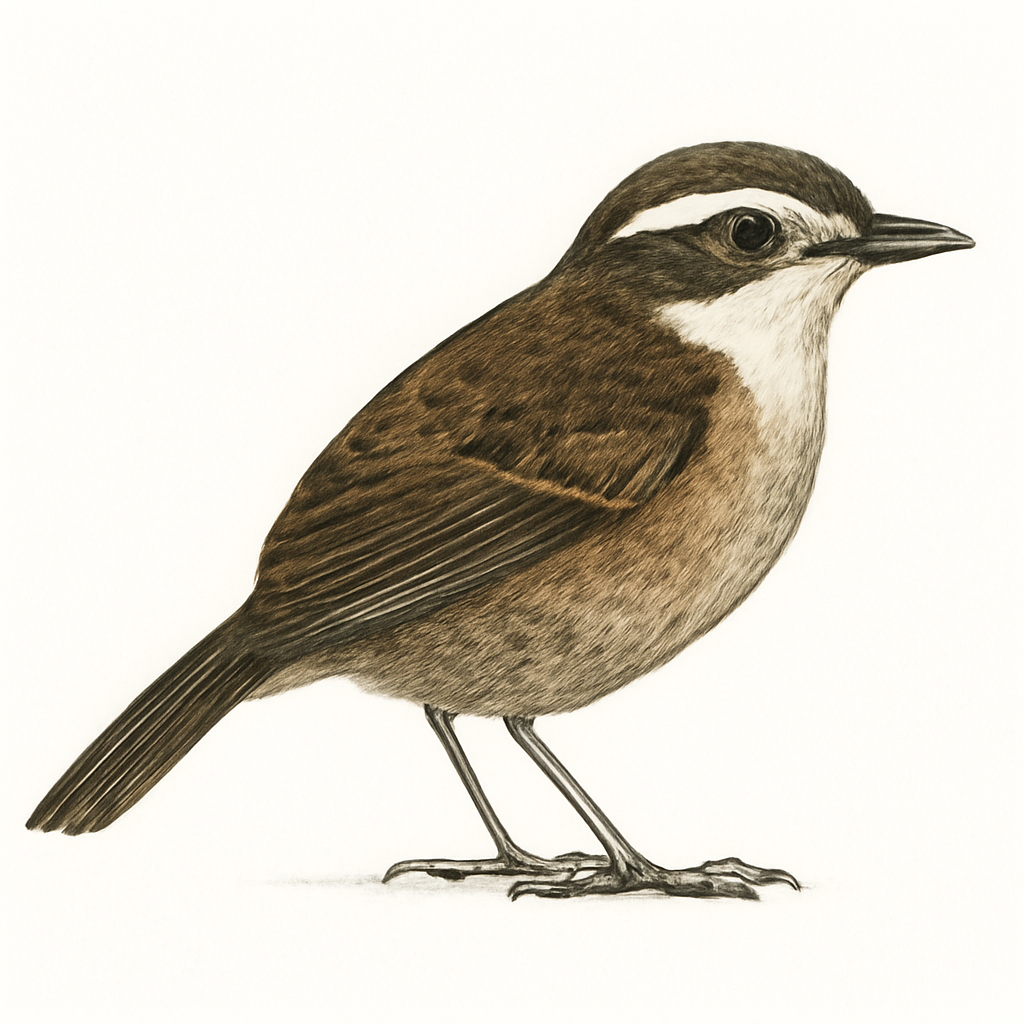 White-browed Antbird illustration