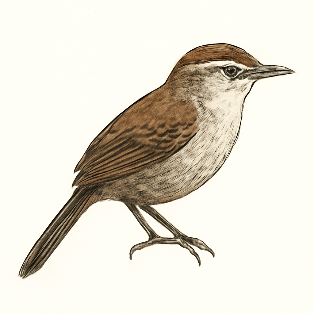 Illustration von Strichelrücken-Dickichtschlüpfer
