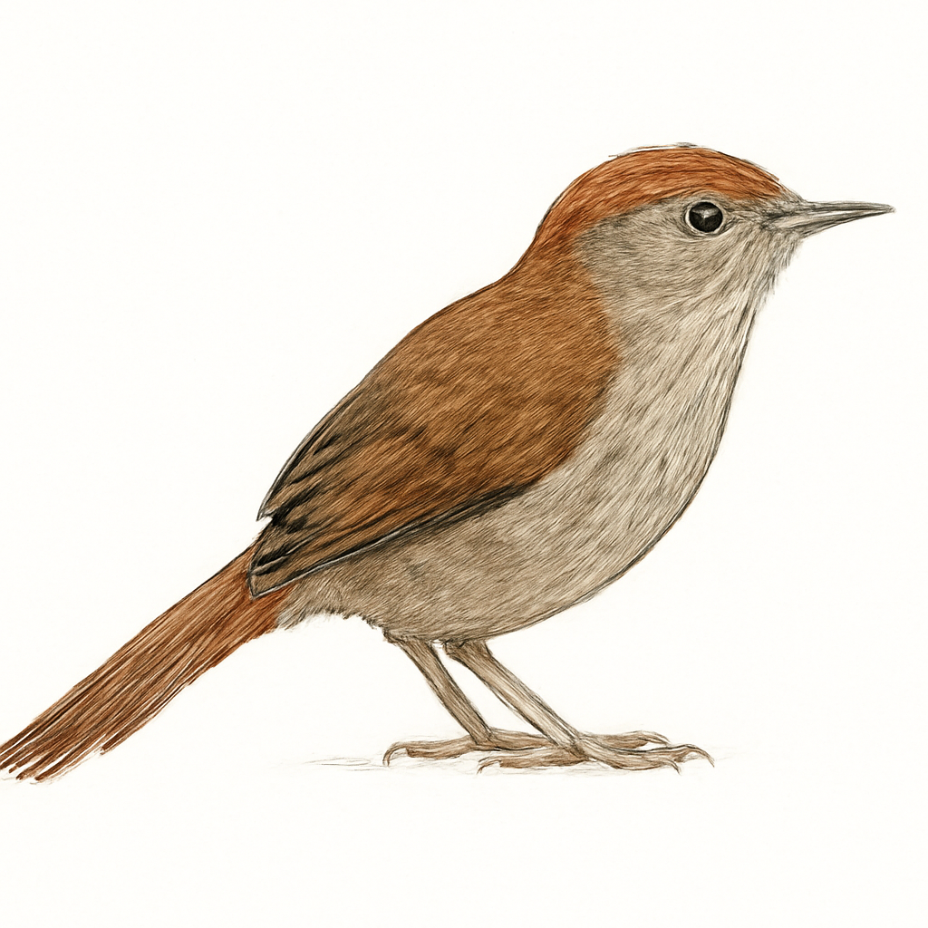 Illustration von Rostscheitel-Dickichtschlüpfer