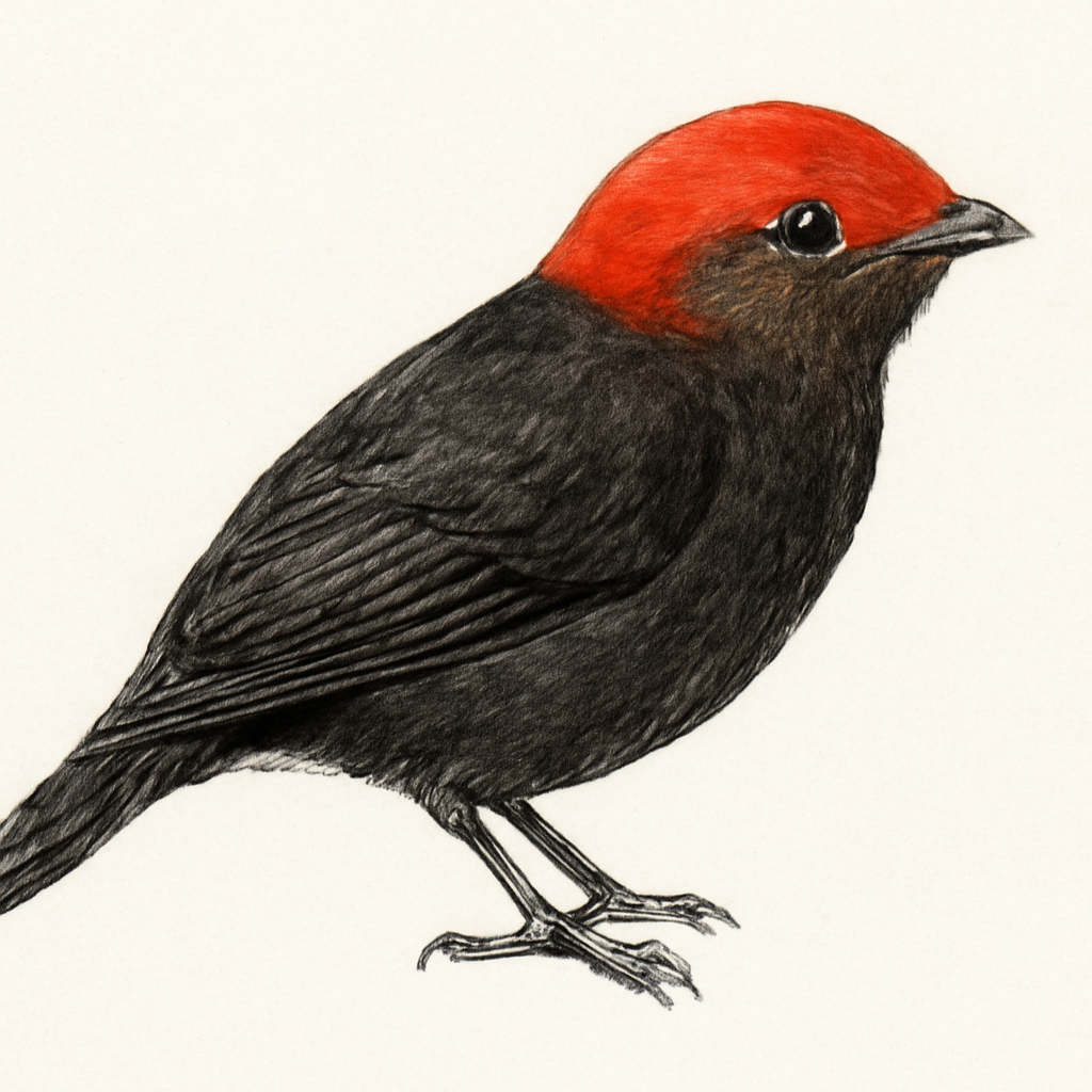 Fiery-capped Manakin illustration