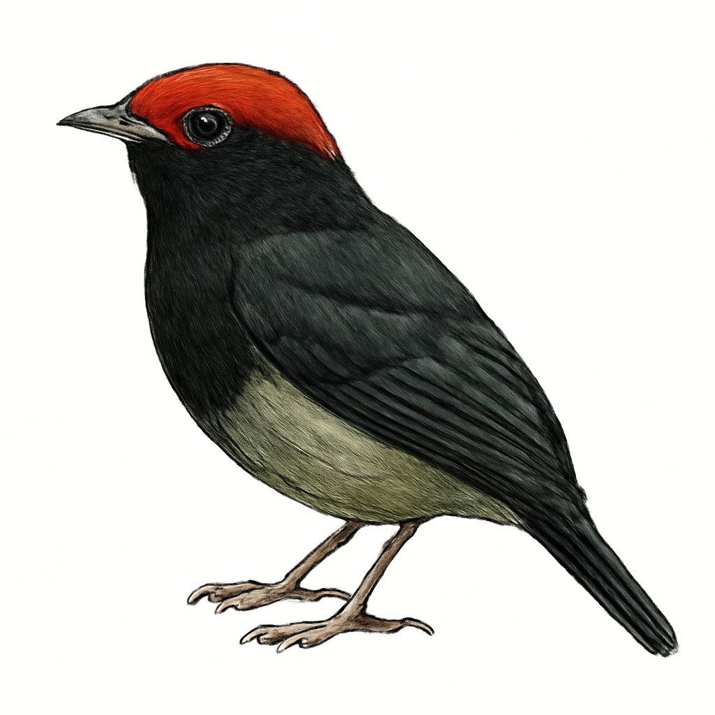 Red-capped Manakin illustration
