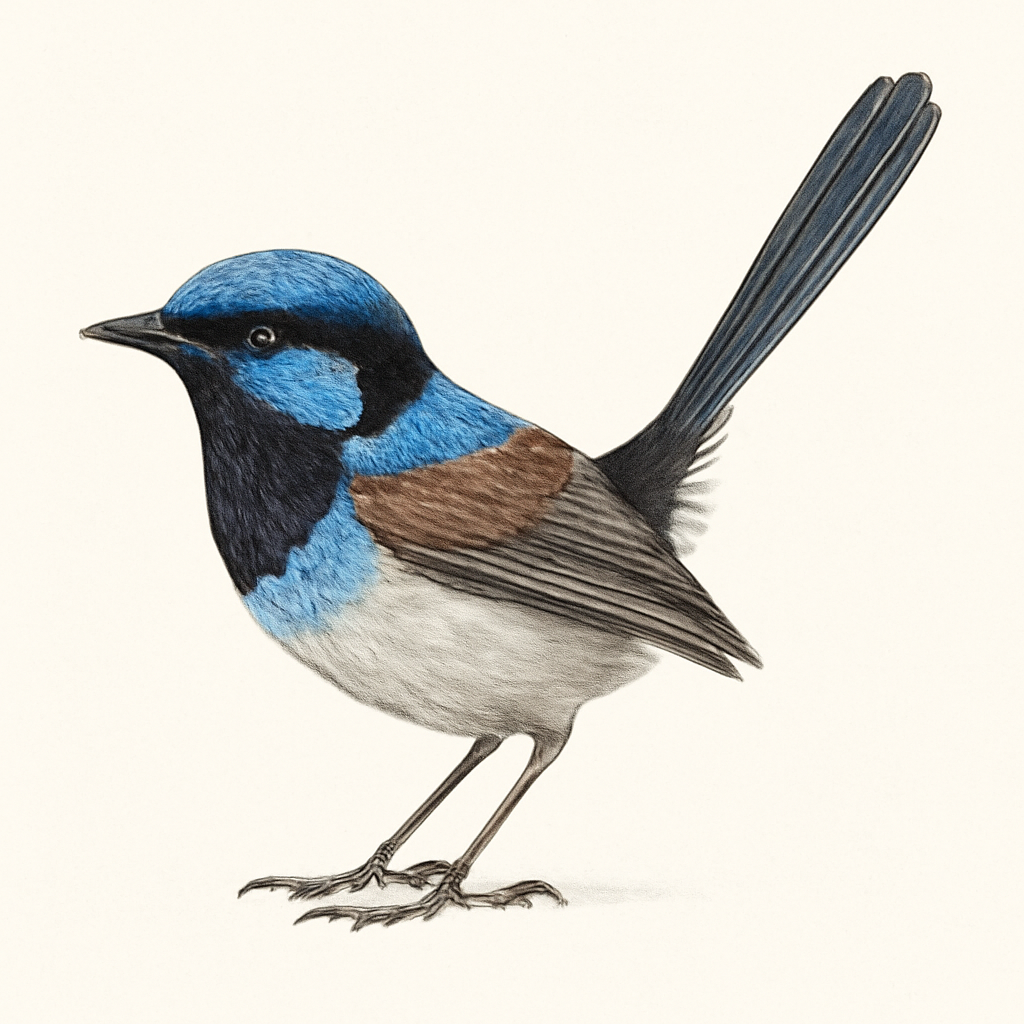 Ilustración de Maluro Pechiazul