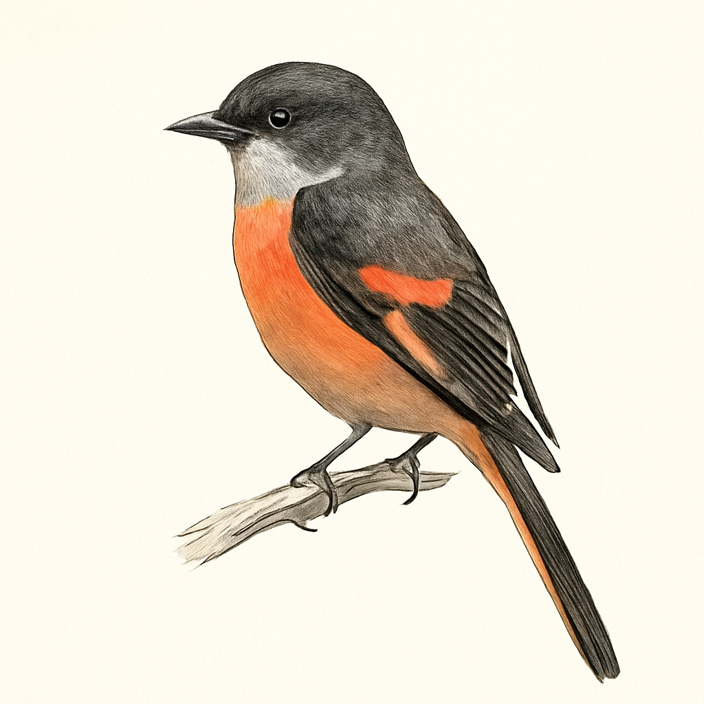 Ilustración de Minivet Gorjigrís