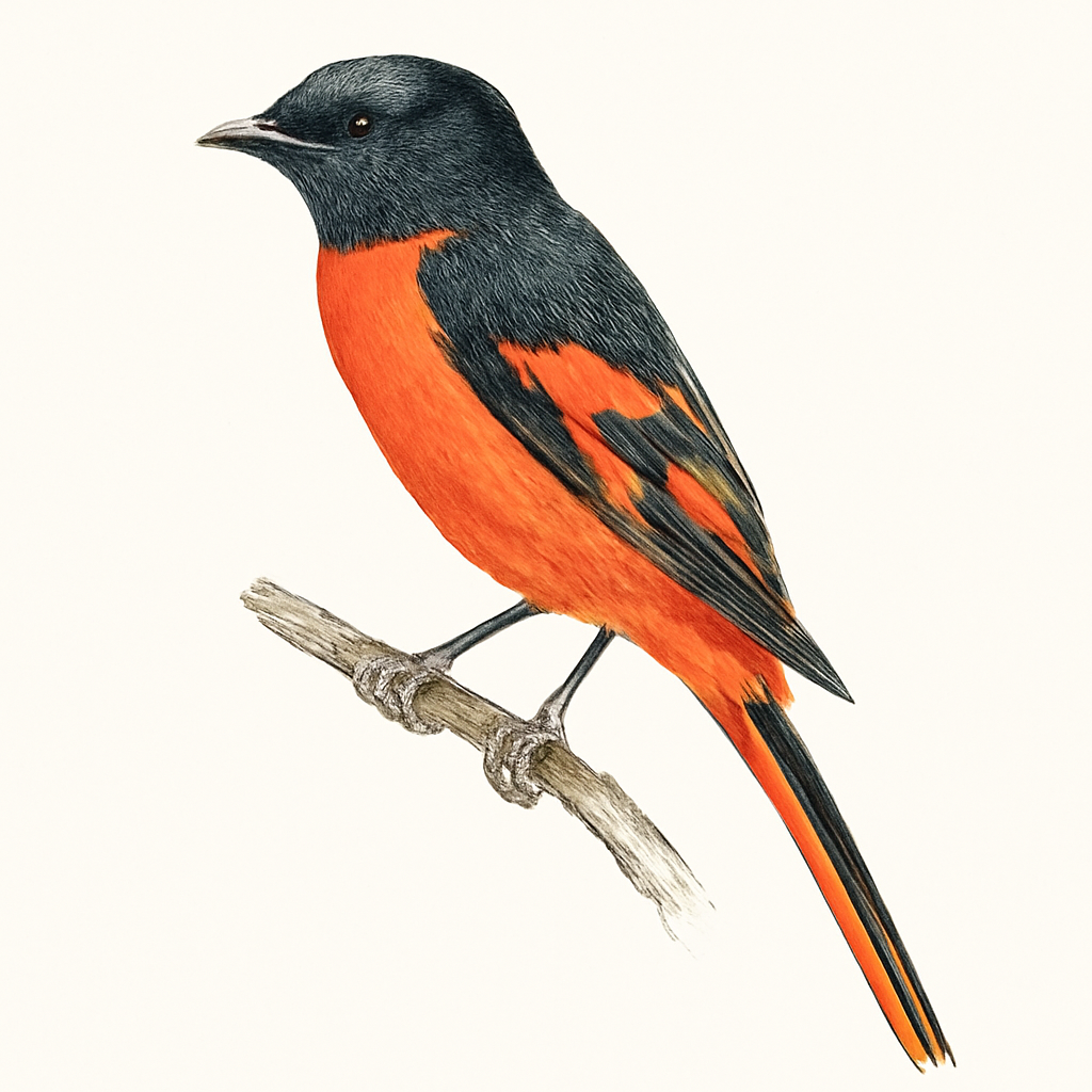 Ilustración de Minivet Escarlata