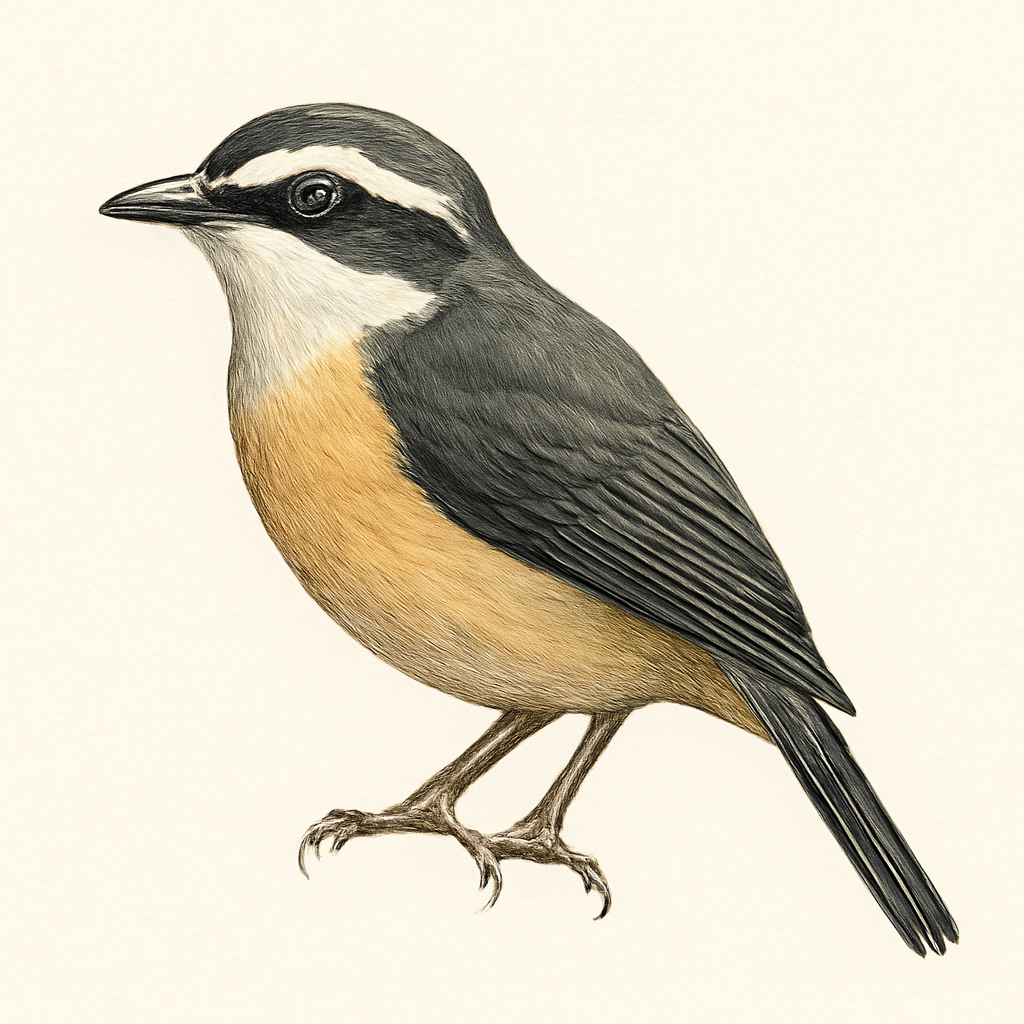 Illustrazione di White-browed Shrike-Babbler