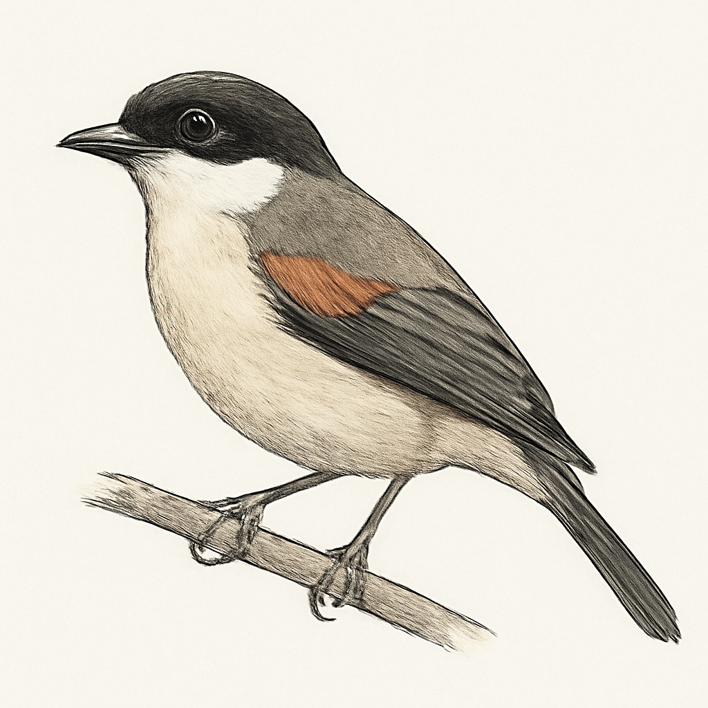 Ilustração de clicking shrike-babbler