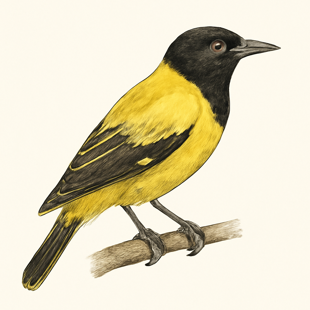 Illustration von Gelbmantelpirol