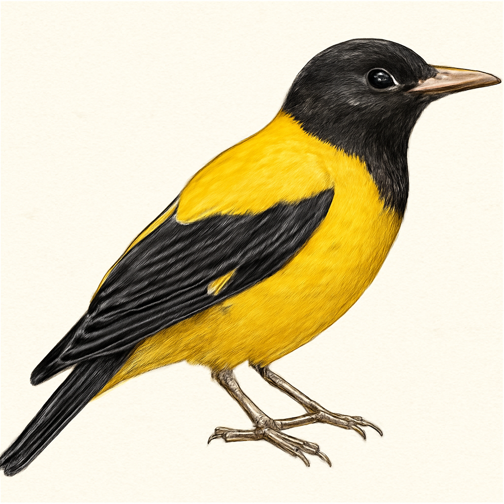 Ethiopian Black-headed Oriole illustration