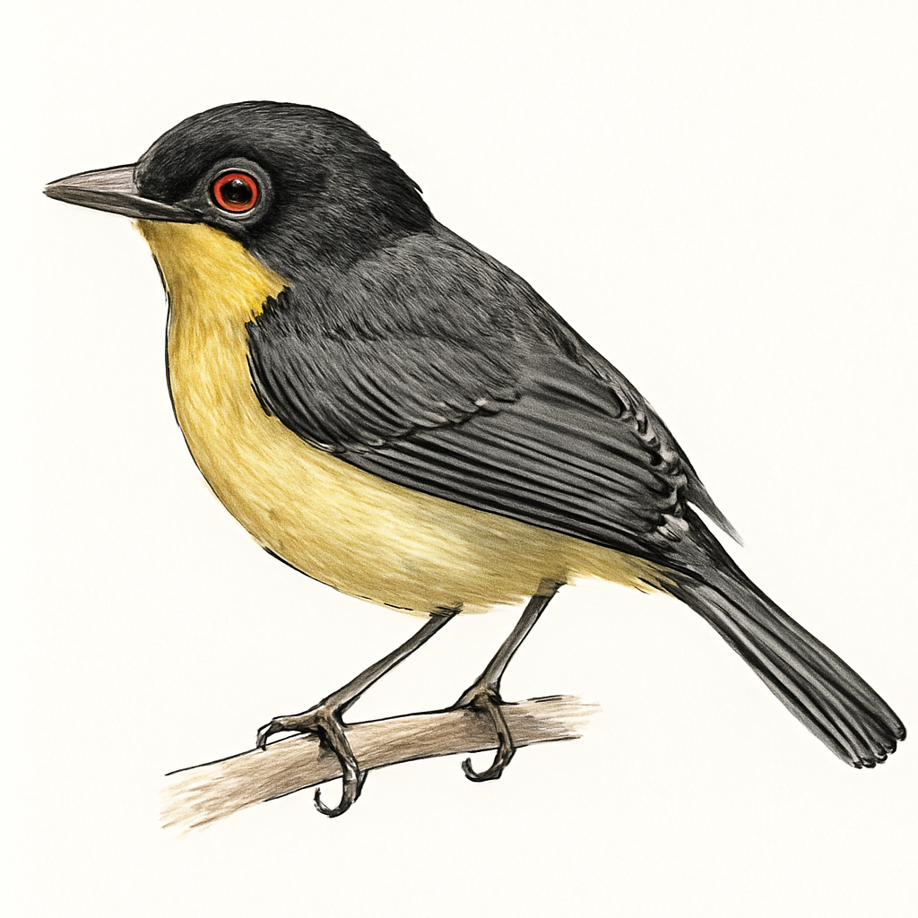 Yellow-bellied Wattle-eye illustration
