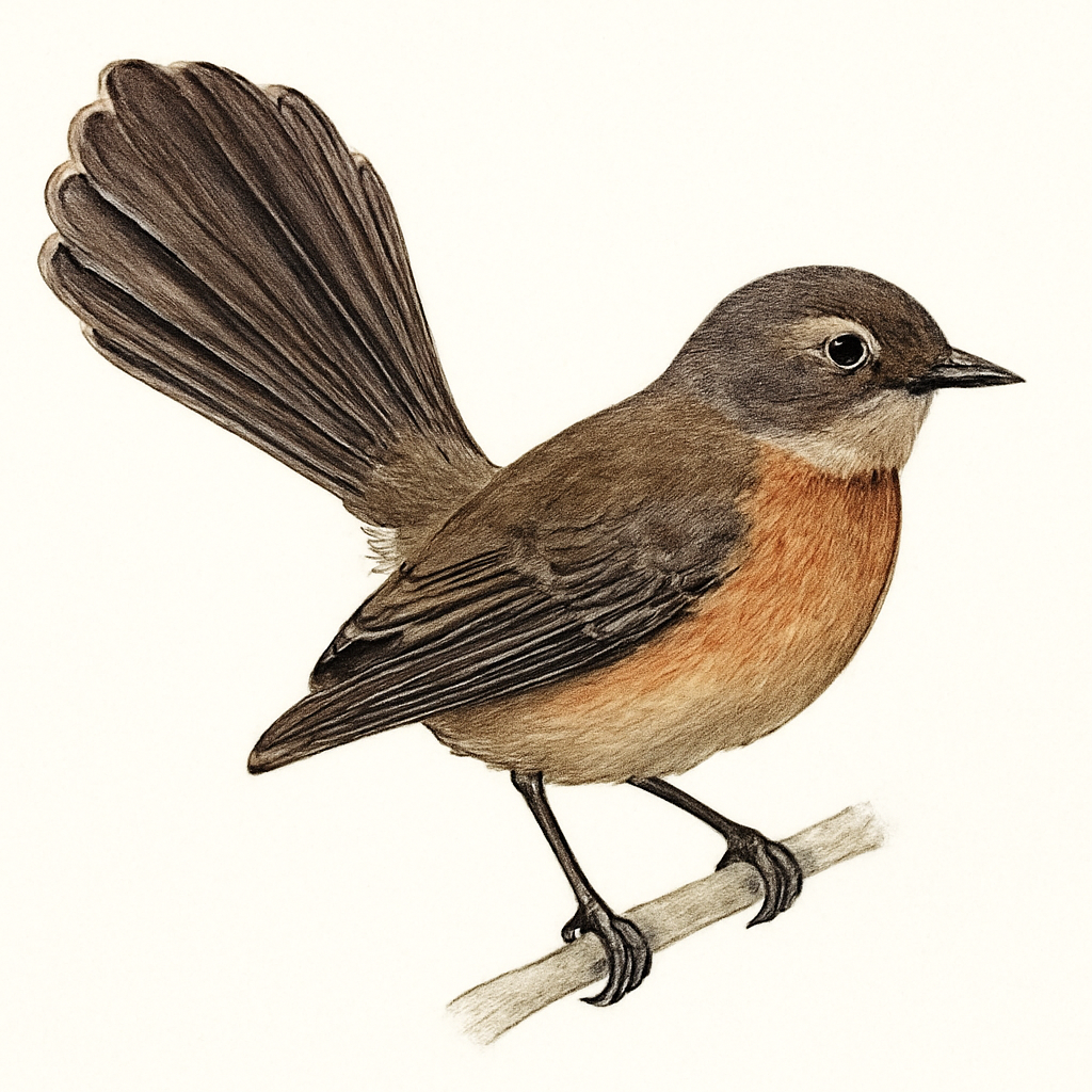 Australian Rufous Fantail illustration